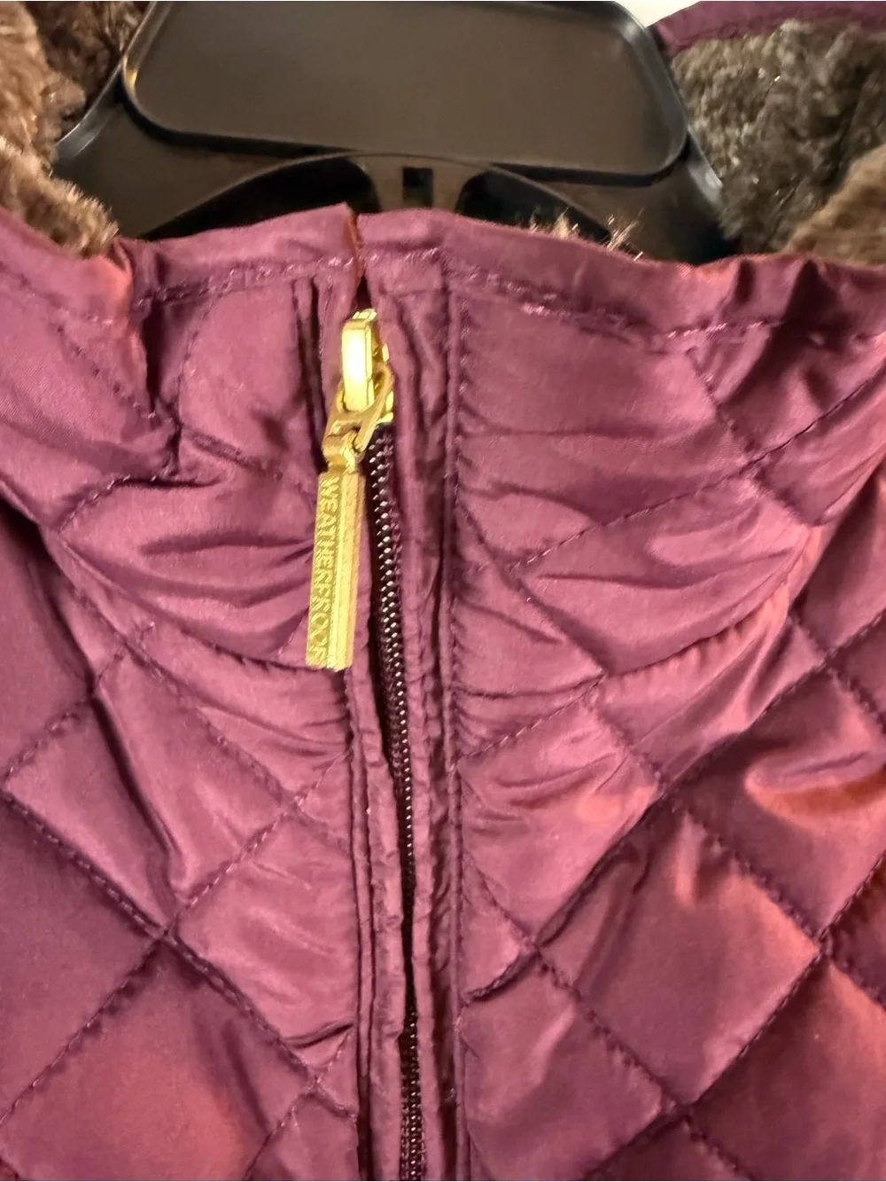 Weatherproof Women's Puffer Vest Full Zip Buttons Pockets Fuzzy Lined Purple XL - Picture 7 of 14